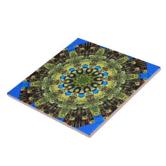 Peacock Feather Kaleidoscoop 1 Tegeltje (Zijkant)