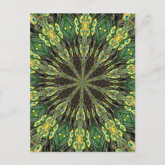 Peacock Feather Kaleidoscoop 2 Briefkaart (Voorkant)
