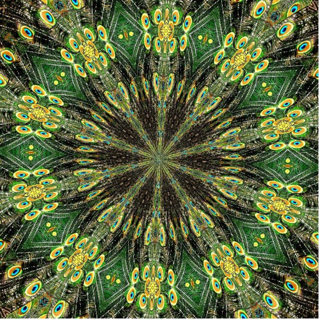 Peacock Feather Kaleidoscoop 2 Staand Fotobeeldje (Voorkant)