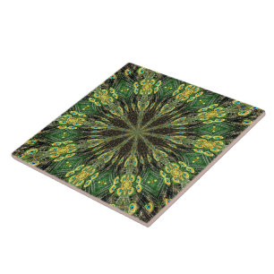 Peacock Feather Kaleidoscoop 2 Tegeltje