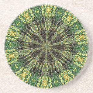 Peacock Feather Kaleidoscoop 2 Zandsteen Onderzetter