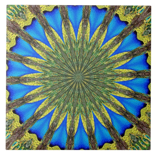 Peacock Feather Kaleidoscoop 3 Tegeltje (Voorkant)