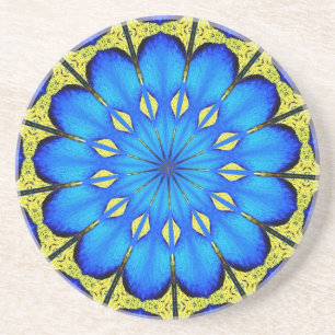 Peacock Feather Kaleidoscoop 4 Zandsteen Onderzetter