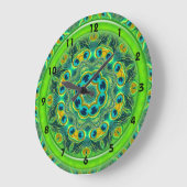 PEACOCK FEATHER KALEIDOSCOPE Clock Grote Klok (Hoek)
