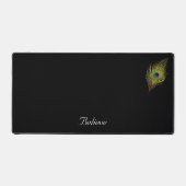 Peacock Feather & kalligrafie op zwart Bureaumat (Voorkant)