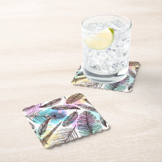 Peacock Feather Kartonnen Onderzetters (Insitu)