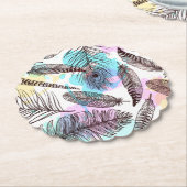 Peacock Feather Kartonnen Onderzetters (Gekanteld)
