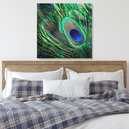 Peacock Feather Lucky Canvas Afdruk (Insitu (Slaapkamer))