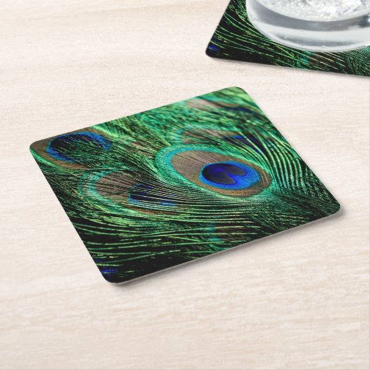 Peacock Feather Lucky Kartonnen Onderzetters (Schuin)