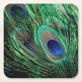 Peacock Feather Lucky Kartonnen Onderzetters (Voorkant)
