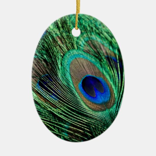 Peacock Feather Lucky Keramisch Ornament (Voorkant)