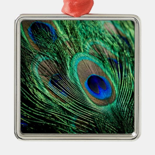 Peacock Feather Lucky Metalen Ornament (Voorkant)