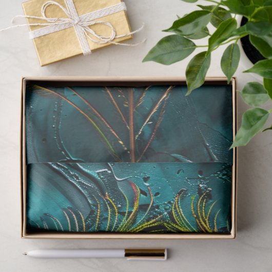 Peacock Feather Macro Oil Painting Decoupage Tissuepapier (Geschenk)