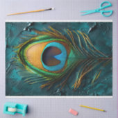 Peacock Feather Macro Oil Painting Decoupage Tissuepapier (Craft)