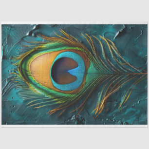 Peacock Feather Macro Oil Painting Decoupage Tissuepapier