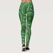 Peacock Feather Mandala Emerald en Blue Symmetry Leggings (Achterkant)