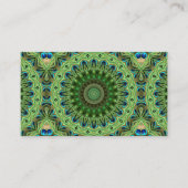 Peacock Feather Mandala Emerald en Blue Symmetry Visitekaartje (Voorkant)