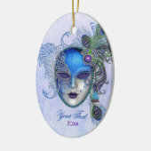 Peacock Feather Masquerade Mask Keramisch Ornament (Links)