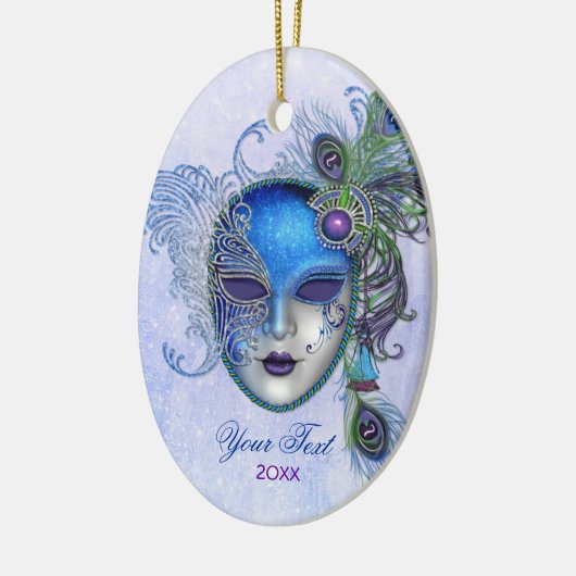 Peacock Feather Masquerade Mask Keramisch Ornament (Links)