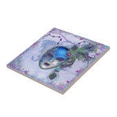 Peacock Feather Masquerade Mask Tegeltje (Zijkant)