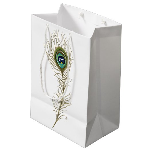Peacock Feather Medium Cadeauzakje (Achterkant Gekanteld)