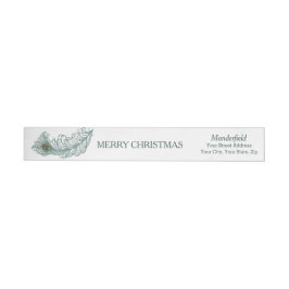Peacock Feather Merry Kerstmis Wraparound Labels