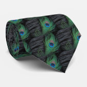Peacock Feather met Black Silky Stropdas (Opgerold)