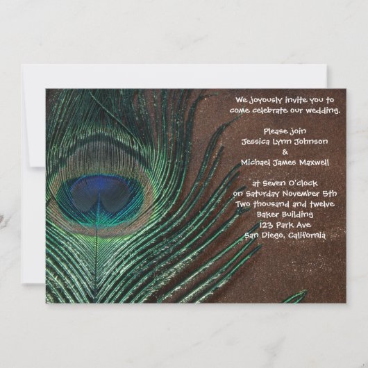 Peacock Feather met bruin en goud Kaart (Voorkant)