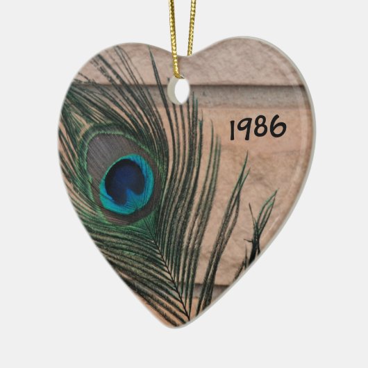 Peacock Feather met Ornament van brick (Links)