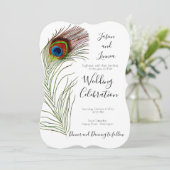 Peacock Feather Minimalist Elegant Uitnodiging (Staand voorkant)