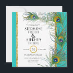 Peacock Feather Modern Art Deco Typografie Weddens Kaart<br><div class="desc">Peacockveren zijn zo'n tijdloos klassiek en elegant motief voor bruiloften. Hun bruisende schimmelaar voegt verfijning en schoonheid toe aan elke viering! Deze veren zijn met de hand geschilderd in olieplek door Audrey Jeanne Roberts, die hun delicate zwenkveren hebben gekapt en een beetje glitz en glam met gouden glitteraccenten (faux, grafisch...</div>