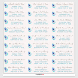 Peacock Feather Modern Wedding Gast Adres Stick Sticker