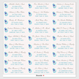 Peacock Feather Modern Wedding Gast Adres Stick Sticker