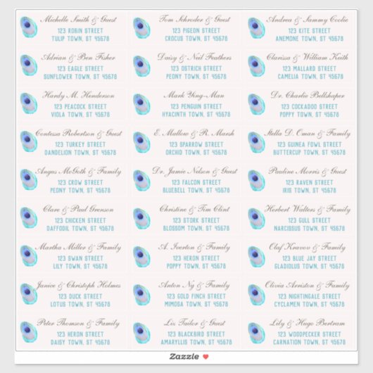 Peacock Feather Modern Wedding Gast Adres Stick Sticker (Vel)