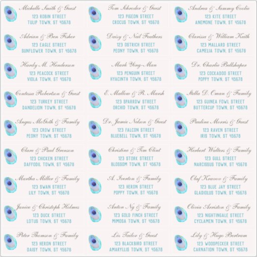 Peacock Feather Modern Wedding Gast Adres Stick Sticker (Voorkant)