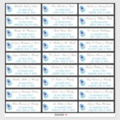 Peacock Feather Modern Wedding Gastenadres Sticker (Vel)