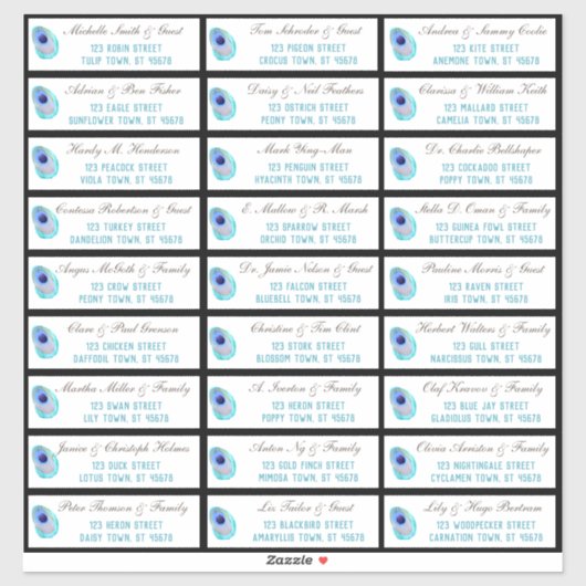 Peacock Feather Modern Wedding Gastenadres Sticker (Vel)