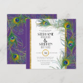 Peacock Feather Moderne Typografie Indiase bruilof Kaart (Voorkant / Achterkant)