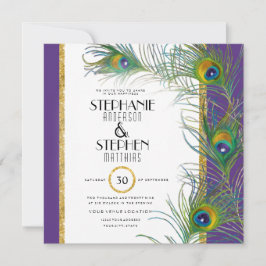 Peacock Feather Moderne Typografie Indiase bruilof Kaart