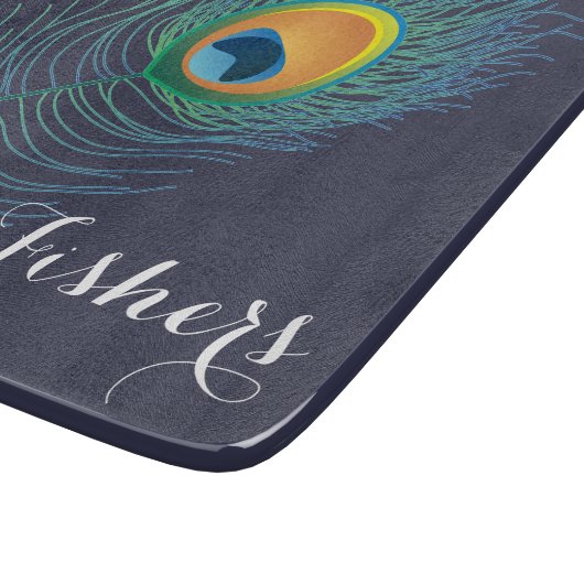 Peacock Feather Monogram Aangepast Snijplank (Hoek)