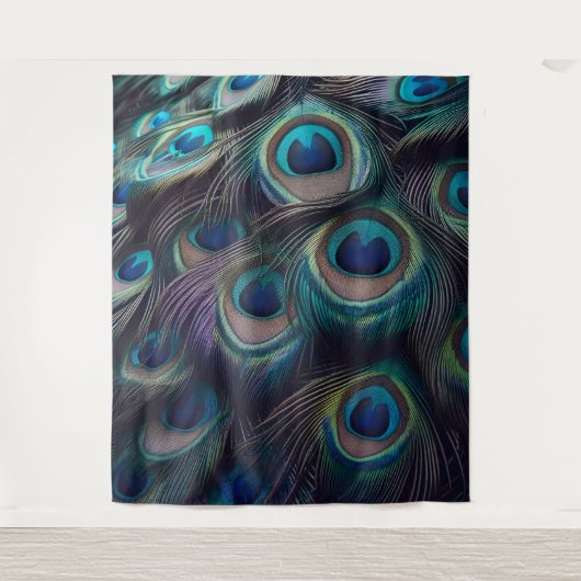 Peacock Feather motief Close-up Wandkleed (Voorkant)