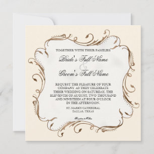 Peacock Feather n Swirls Modern Wedding Invitation Kaart