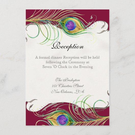 Peacock Feather n Swirls - Reception, Map, Hotel Informatiekaartje (Achterkant)