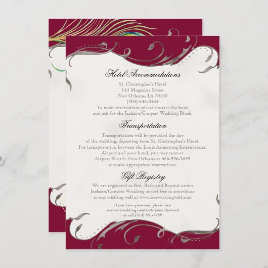 Peacock Feather n Swirls - Reception, Map, Hotel Informatiekaartje (Voorkant / Achterkant)