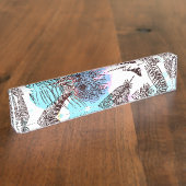 Peacock Feather Naambordje (Zijkant)