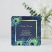 Peacock Feather Navy Blue Gold Vrijgezellenfeest Kaart (Staand voorkant)