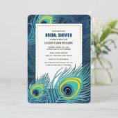 Peacock Feather Navy Blue Gold Vrijgezellenfeest Kaart (Staand voorkant)