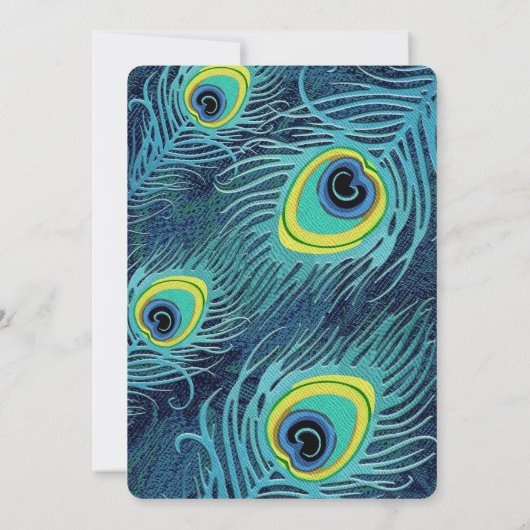 Peacock Feather Navy Blue Gold Vrijgezellenfeest Kaart (Achterkant)