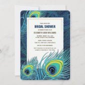 Peacock Feather Navy Blue Gold Vrijgezellenfeest Kaart (Voorkant)