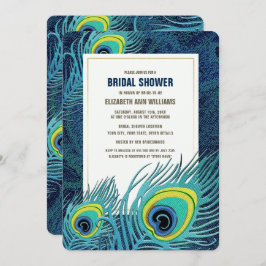 Peacock Feather Navy Blue Gold Vrijgezellenfeest Kaart
